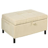 2-in-1 Ottoman Bed, Convertible Sofa Bed with Little Pocket, Ottoman Sleeper with Padded Cushion and Linen Surface, Single Bed, Beige