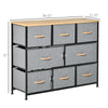 8-Drawer Dresser, 3-Tier Fabric Chest of Drawers, Storage Tower Organizer Unit with Steel Frame Wooden Top for Bedroom, Hallway, Light Grey