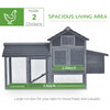 Backyard Chicken Coop Kit Outdoor 59" Solid Wood Enclosed House with Ventilation Door, Removable Tray & Chicken Nesting Box Grey