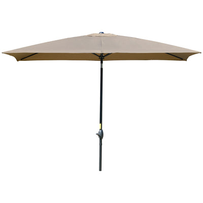 6.6 X 10 ft Rectangular Market Umbrella Patio Outdoor Table Umbrellas with Crank & Push Button Tilt, Coffee