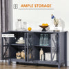 Kitchen Sideboard, Tempered Glass Door Buffet Cabinet with Adjustable Storage Shelf for Living Room, Kitchen, Study, Grey