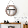 31" Wall Mirror, Round Mirror for Wall in Living Room, Bedroom, Rustic Brown