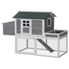 63" Wooden Chicken Coop Hen House Poultry Cage for Outdoor Backyard with Raised Garden Bed, Run Area, Nesting Box and Removable Tray, Grey