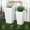 2-Pack Outdoor Planter Set, MgO Flower Pots with Drainage Holes, Durable & Stackable, for Entryway, Patio, Yard, Garden, White