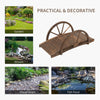 3.3ft Wooden Garden Bridge Arc Footbridge with Half-Wheel Style Railings & Solid Fir Construction, Stained Wood