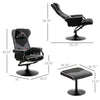 Recliner Chair with Ottoman, Velvet Upholstered Video Gaming Chair, Racing Styled Swivel Recliner with Footrest and Lumbar Support, Grey/Black