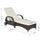 Patio Wicker Chaise Lounge, PE Rattan Outdoor Lounge Chair with Cushion, Height Adjustable Backrest & Wheels, Mixed Brown