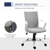 Mid Back Home Office Chair with Adjustable Height, Computer Chair with High Armrests and Rocking Function, Light Grey/White