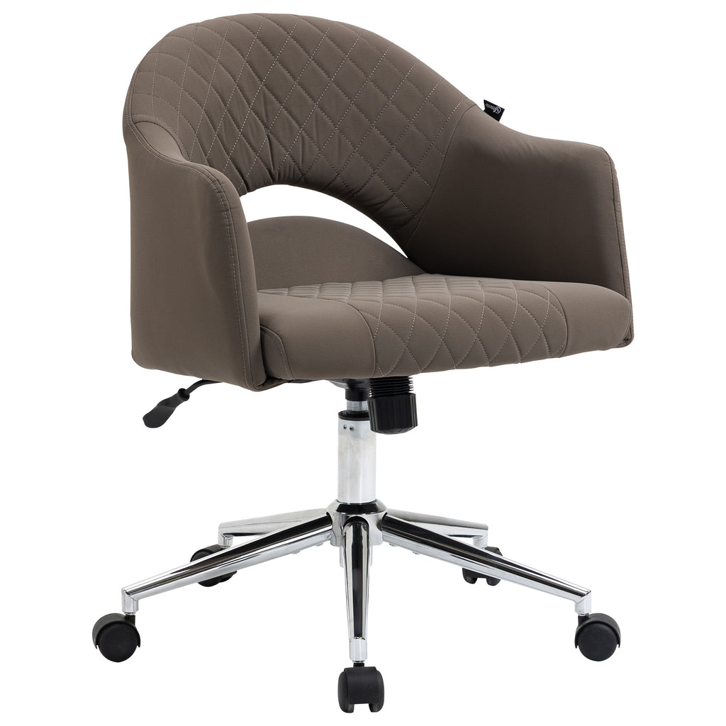 Ergonomic Office Chair with Swivel, Mid-Back Computer Desk Chair with Adjustable Height and Back Tilt, Brown