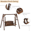 6.5' Outdoor Rustic Loveseat Solid Wood Natural Log Garden Swing Carbonized