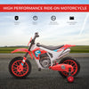 12V Electric Kids Ride On Dirt Bike Motorcycle Toy w/ Training Wheels, Red