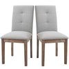 High Back Dining Chairs, Set of 2, Tufted Fabric Upholstered Armless Side Chairs with Solid Wood Legs for Living Room, Kitchen, Study, Grey