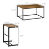 Industrial Style Nesting Tables Set of 2 w/ Metal Frame for Living Room