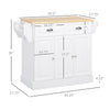 Kitchen Island with Storage Rolling Kitchen Serving Cart with Rubber Wood Top Towel Rack Storage Drawer Cabinet White