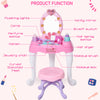 Kids Vanity Table and Chair Beauty Pretend Playset with Mirror Lights Sounds for Girls 3+ Years Old