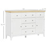 Modern Sideboard with Drawers, Buffet Cabinet with Storage Cabinets, Rubberwood Top and Adjustable Shelves for Living Room, Kitchen, White