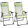 Set of 2 Portable Folding Recliner Outdoor Patio Chaise Lounge Chair with Adjustable Backrest, Green