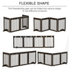 Freestanding Pet Gate, Wooden Dog Barrier, Folding Safety Fence with 4 Panel, Support Feet up to 80.25" Long 24" Tall for Doorway, Brown