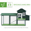 84" Wooden Chicken House, Chicken Coop Poultry Hen Cage with Covered Big Run, Nesting Box, and Perches, Green