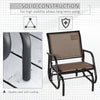 Outdoor Glider with Breathable Mesh Fabric, Curved Armrests and Steel Frame for Porch, Garden, Poolside, Backyard, Balcony, Brown