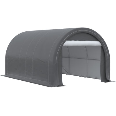 16' x 10' Carport, Heavy Duty Portable Garage / Storage Tent with Large Zippered Door, Anti-UV PE Canopy Cover for Car, Truck, Boat, Motorcycle, Bike, Garden Tools, Outdoor Work, Gray
