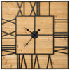 36" Large Wall Clock, Square Silent Non Ticking Metal Wood Farmhouse Roman Numeral Clocks for Living Room, Battery Operated, Black/Natural Wood