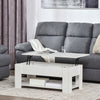 39" Lift Top Coffee Table with Hidden Storage Compartment and Open Shelf, Pop Up Coffee Table for Living Room, White