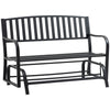 Patio Glider Bench Outdoor Swing Rocking Chair Loveseat with Power Coated Sturdy Steel Frame, Black