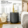 Lightweight Accent Table with Concrete Finish, Round Side Table with 4 Adjustable Feet for Indoor, Outdoor, Charcoal Grey