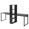 Bookshelf Desk 88" Extra Long 2-Person Computer Desk W/ Bookshelf Combo Double Workstation Storage Unit Home Office Black