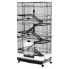 32"L 6-Level Small Animal Cage Rabbit Hutch with Universal Lockable Wheels, Slide-out Tray for Bunny, Chinchillas, Ferret, Black
