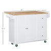 Mobile Kitchen Island Storage Trolley Cart on Wheels with Dropleaf Top, Towel/Spice Rack, 3 Drawers, 2-Door Cabinet, White