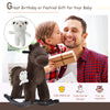 Kids Plush Ride-On Rocking Horse Toy Children Chair with Soft Plush Toy & Fun Realistic Sounds - Brown