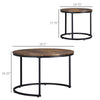 Round Nesting Tables Set of 2, Stacking Coffee Table Set with Metal Frame for Living Room, Rustic Brown