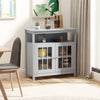 Kitchen Sideboard, Storage Buffet Cabinet with Open Shelf, Glass Door Cabinet and Adjustable Shelf for Living Room, Grey