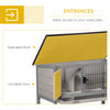 Elevated Rabbit Hutch Bunny Hutch with Hinged Asphalt Roof, Removable Tray, Fir Wood Bunny Cage for Indoor/Outdoor, Grey