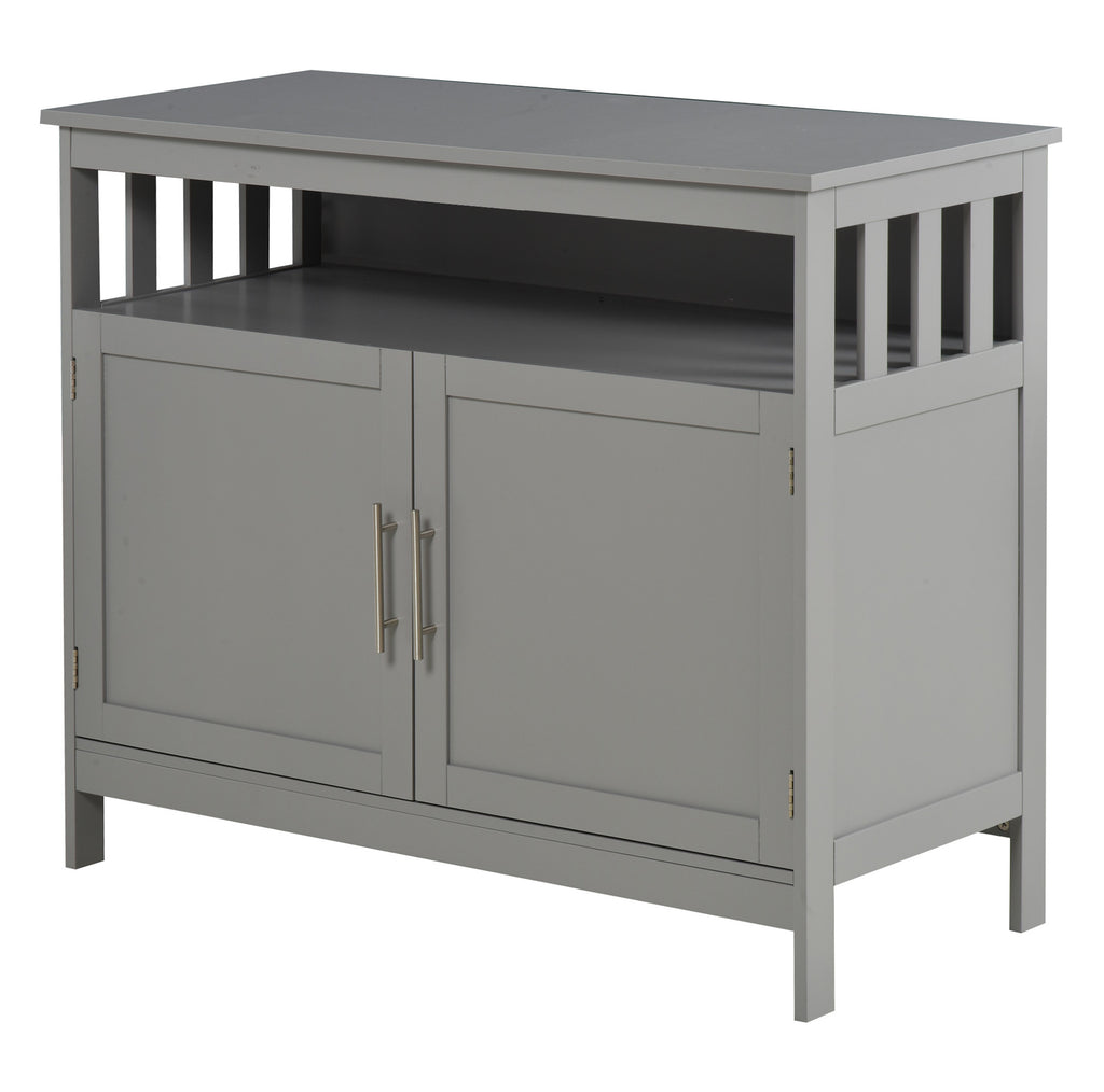 Kitchen Sideboard, Buffet Cabinet, Wooden Storage Console Table with 2-Level Cabinet and Open Shelf, Grey