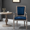 Velvet Dining Chair Vintage Dining Room Chair High Back Dining Chair with Armrests Smooth Fabric Solid Wood Legs for Dining Room - Blue