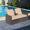 Outdoor 3pc PE Rattan Wicker Patio Love Seat Lounge Chair Set