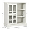 Sideboard Buffet Kitchen Buffet Cabinet with Wine Racks Sliding Glass Door Storage Shelves for Living Room White