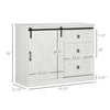 Farmhouse Kitchen Sideboard, Buffet Cabinet with Sliding Barn Door and 3 Storage Drawers for Living Room, White