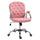 Ergonomic Office Chair Vanity Middle Back Office Chair Tufted Backrest Swivel Roller Task Chair With Height Adjustable And Armrests Pink