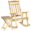 Wooden Outdoor Rocking Chair, 2-Piece Porch Rocker Set with Foldable Table for Patio, Backyard and Garden, Natural