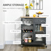Kitchen Cart, Utility Cart with Wine Rack, Shelves, Drawer and Cabinet, Rolling Kitchen Island Cart, Grey