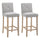 Modern Bar Stools Set of 2, Upholstered Barstools Kitchen Island Chair with Build-In Footrest, Solid Wood Legs, Beige