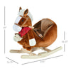 Kids Ride-On Rocking Horse Toy Rocker with Fun Song Music & Soft Plush Fabric for Children 18-36 Months - Brown