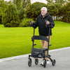 Aluminum Forearm Rollator Walker with 10'' Wheels, Seat and Backrest, Folding Upright Walker with Adjustable Handle Height and Removable Storage Bag, Black