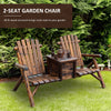 Wooden Double Adirondack Chair Loveseat with Inset Ice Bucket, Rustic Aesethic, & Weather-Resistant Materials