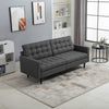 Linen Fabric Convertible Sofa Bed 3 Adjustable Positions Suitable for Seating Lounging Sleeping Upholstered Tufted - Grey