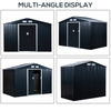 9' x 6' Metal Storage Shed Garden Tool House with Double Sliding Doors, 4 Air Vents for Backyard, Patio, Lawn Dark Grey